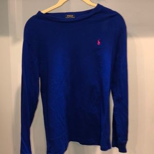 long sleeve navy blue polo shirt